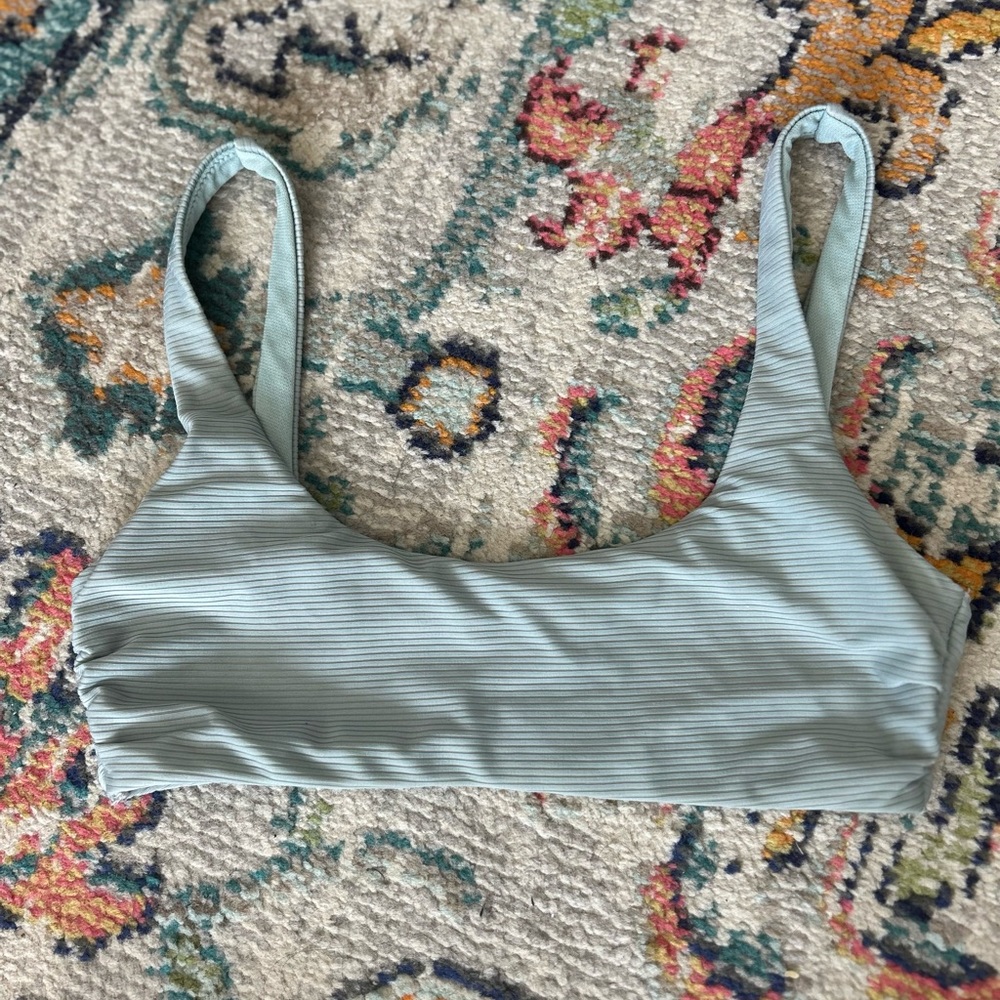 Mint Green Ribbed Bathing Suit Top • Size Small